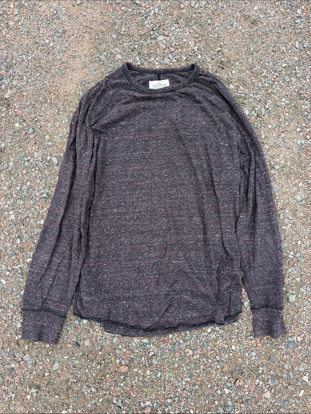 Long-Sleeve Heathered Crewneck Shirt - Plum Heather